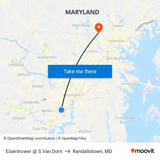 Eisenhower @ S Van Dorn to Randallstown, MD map