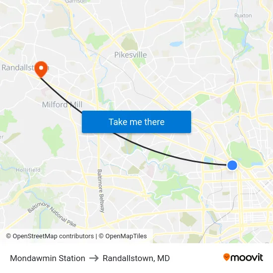 Mondawmin Station to Randallstown, MD map