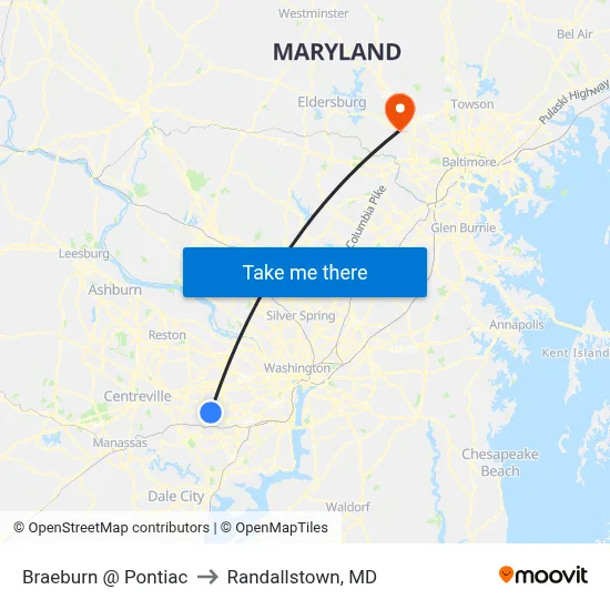 Braeburn @ Pontiac to Randallstown, MD map