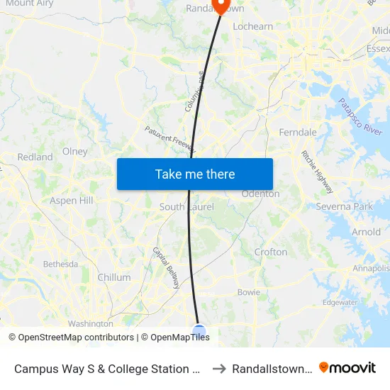 Campus Way S & College Station Dr (Pgcc) to Randallstown, MD map