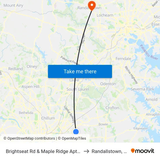 Brightseat Rd & Maple Ridge Apts #2 to Randallstown, MD map