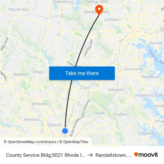 County Service Bldg;5021 Rhode Island to Randallstown, MD map