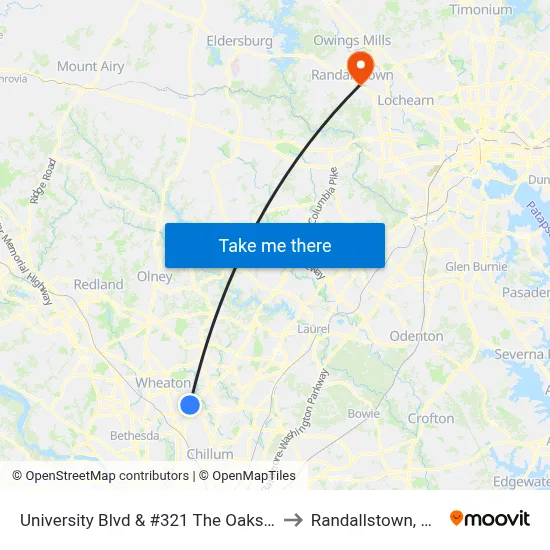 University Blvd & #321 The Oaks At to Randallstown, MD map