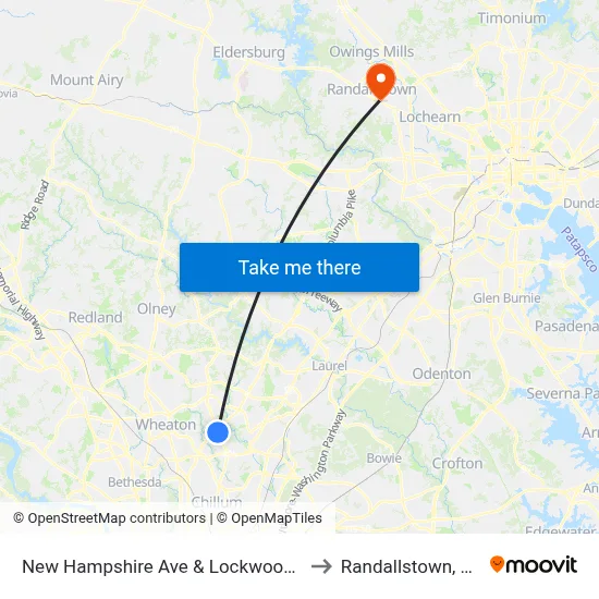 New Hampshire Ave & Lockwood Dr to Randallstown, MD map