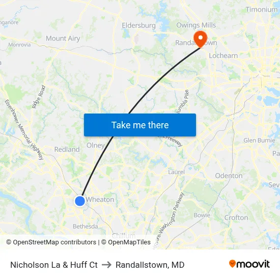Nicholson La & Huff Ct to Randallstown, MD map