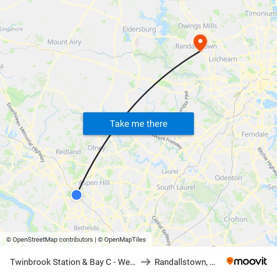 Twinbrook Station & Bay C - West to Randallstown, MD map