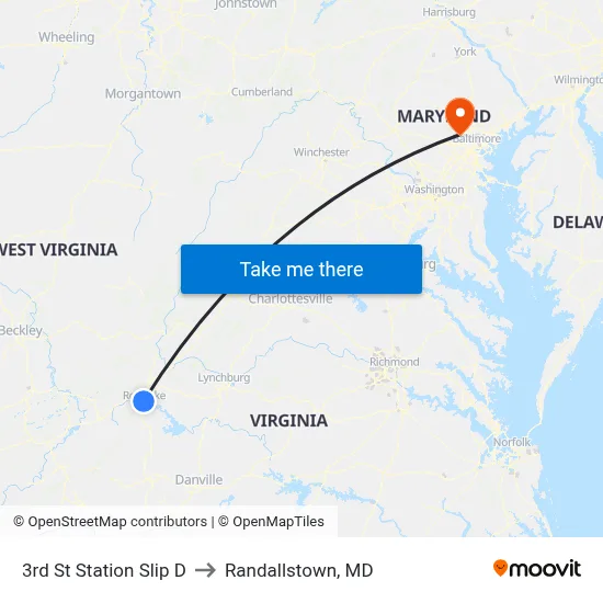 3rd St Station Slip D to Randallstown, MD map