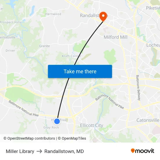 Miller Library to Randallstown, MD map