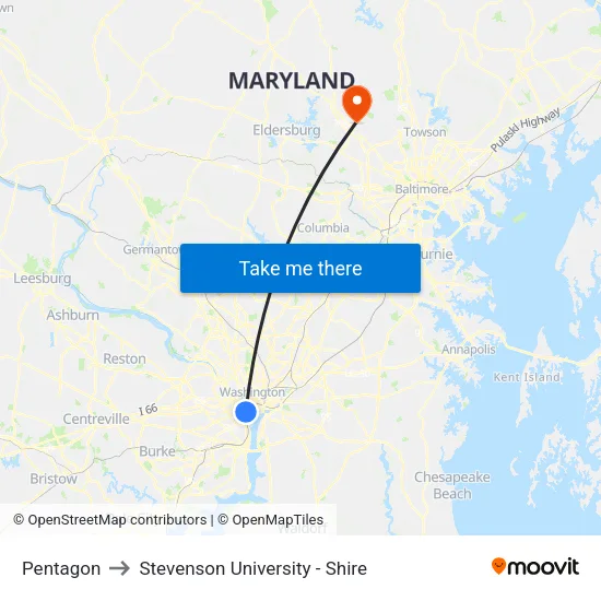Pentagon to Stevenson University - Shire map