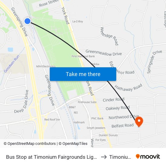 Bus Stop at Timonium Fairgrounds Light Rail Station Sb to Timonium, MD map