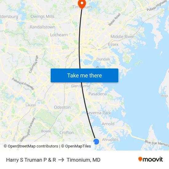 Harry S Truman P & R to Timonium, MD map