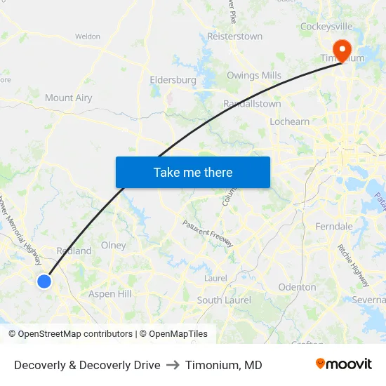 Decoverly & Decoverly Drive to Timonium, MD map