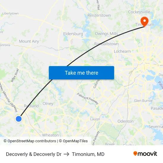 Decoverly & Decoverly Dr to Timonium, MD map