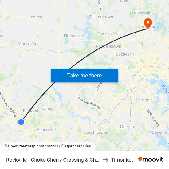 Rockville - Choke Cherry Crossing & Choke Cherry Road to Timonium, MD map
