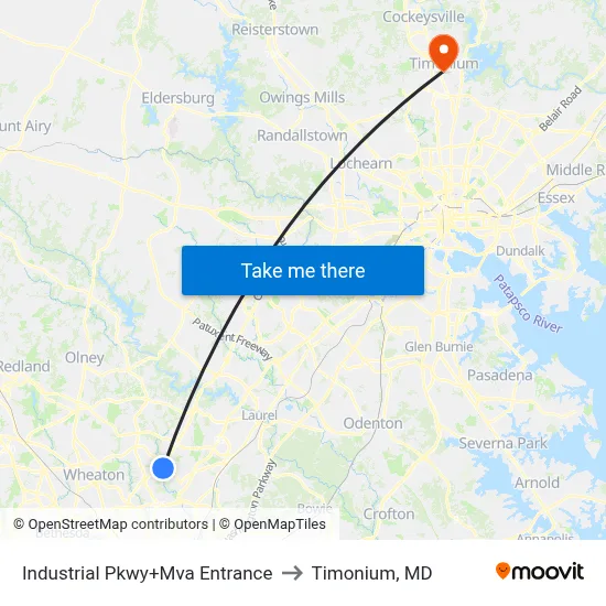 Industrial Pkwy+Mva Entrance to Timonium, MD map