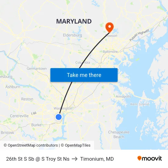 26th St S Sb @ S Troy St Ns to Timonium, MD map
