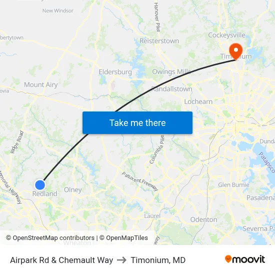 Airpark Rd & Chemault Way to Timonium, MD map