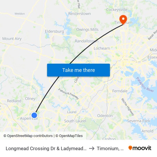 Longmead Crossing Dr & Ladymeade Dr to Timonium, MD map