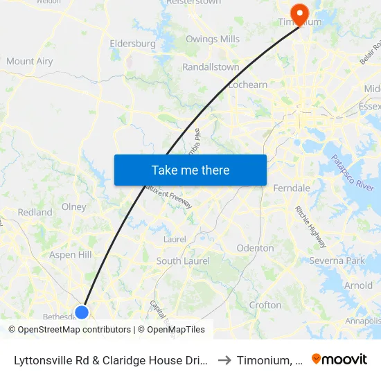 Lyttonsville Rd & Claridge House Driveway to Timonium, MD map