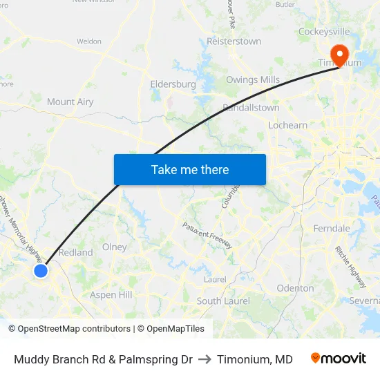 Muddy Branch Rd & Palmspring Dr to Timonium, MD map