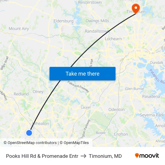 Pooks Hill Rd & Promenade Entr to Timonium, MD map