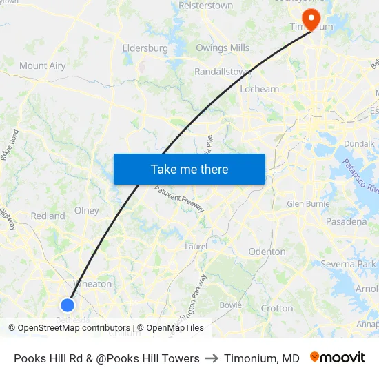 Pooks Hill Rd & @Pooks Hill Towers to Timonium, MD map