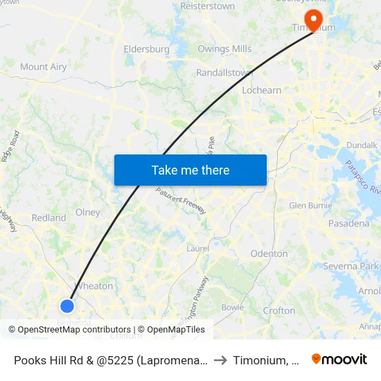 Pooks Hill Rd & @5225 (Lapromenade) to Timonium, MD map