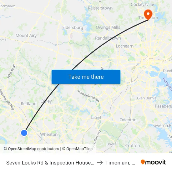 Seven Locks Rd & Inspection House Rd to Timonium, MD map