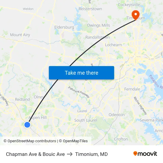 Chapman Ave & Bouic Ave to Timonium, MD map