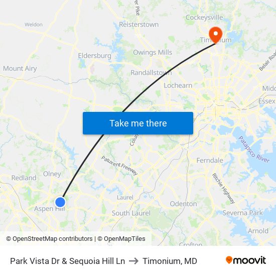 Park Vista Dr & Sequoia Hill Ln to Timonium, MD map