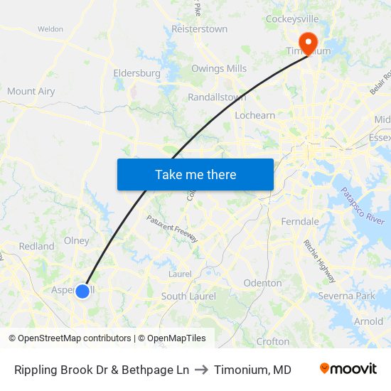 Rippling Brook Dr & Bethpage Ln to Timonium, MD map