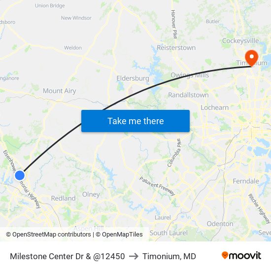 Milestone Center Dr & @12450 to Timonium, MD map