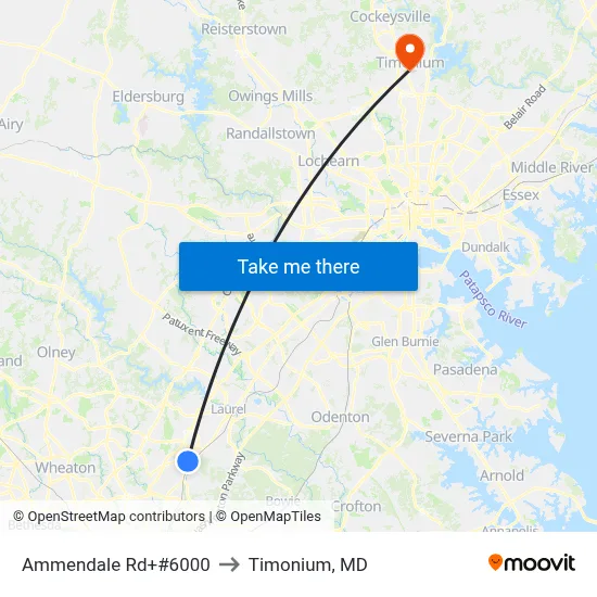 Ammendale Rd+#6000 to Timonium, MD map