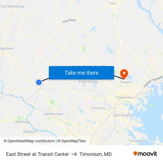 East Street at Transit Center to Timonium, MD map