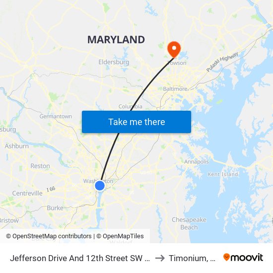 Jefferson Drive And 12th Street SW (Eb) to Timonium, MD map