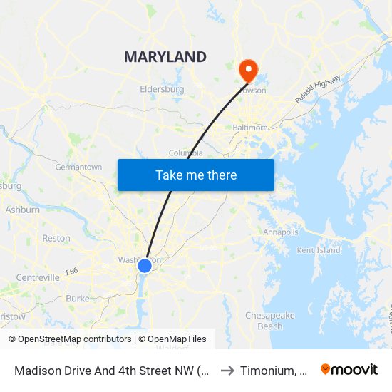 Madison Drive And 4th Street NW (Wb) to Timonium, MD map