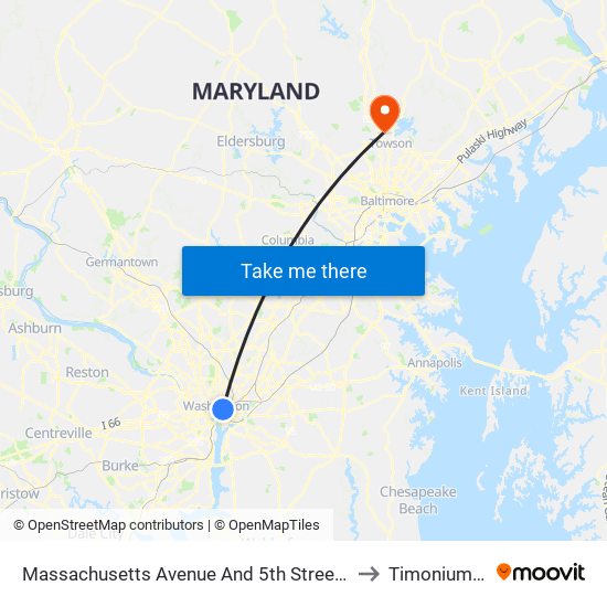 Massachusetts Avenue And 5th Street NW (Wb) to Timonium, MD map