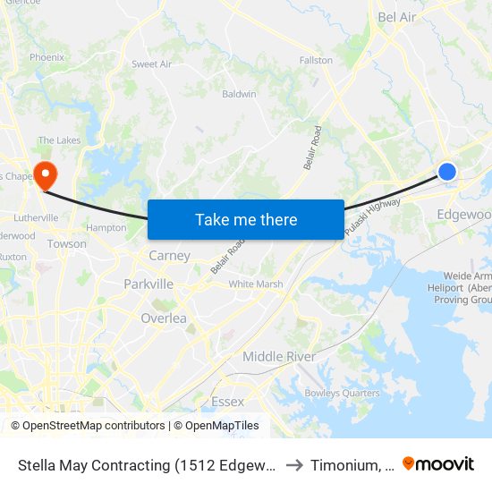 Stella May Contracting (1512 Edgewood Rd) to Timonium, MD map