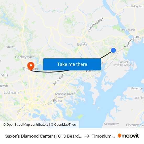 Saxon's  Diamond Center (1013 Beards Hill Rd) to Timonium, MD map