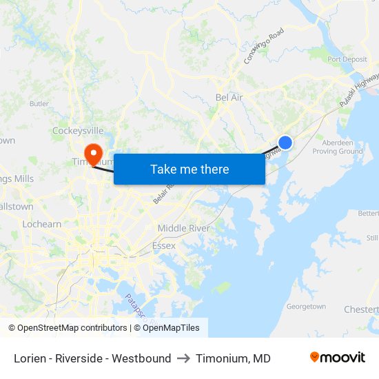 Lorien - Riverside - Westbound to Timonium, MD map