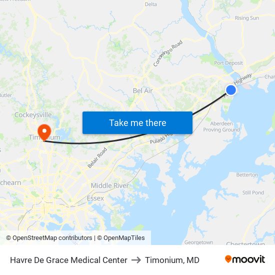 Havre De Grace Medical Center to Timonium, MD map