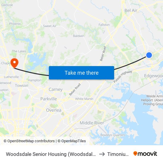 Woodsdale Senior Housing (Woodsdale Rd & Penny Ln) to Timonium, MD map