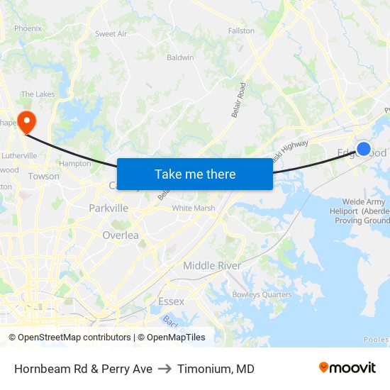 Hornbeam Rd & Perry Ave to Timonium, MD map