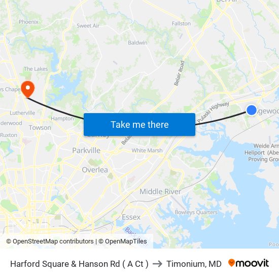 Harford Square & Hanson Rd ( A Ct ) to Timonium, MD map