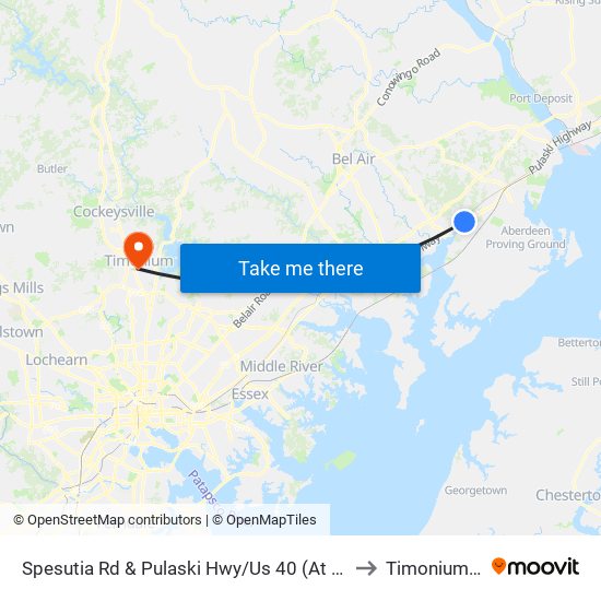 Spesutia Rd & Pulaski Hwy/Us 40 (At Graveyard) to Timonium, MD map