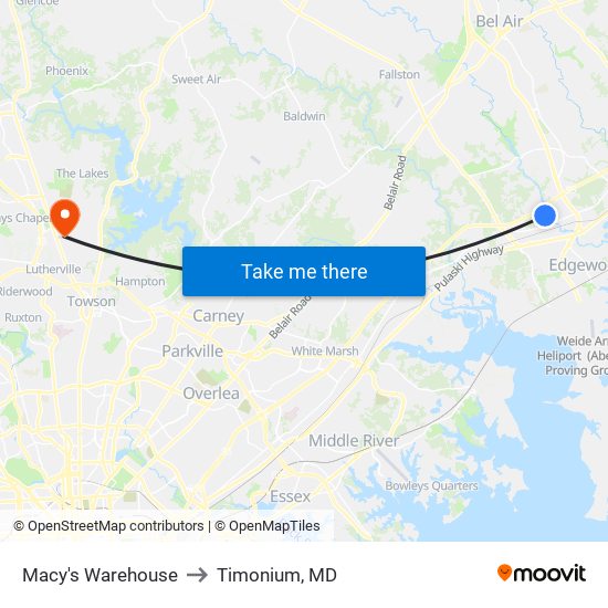 Macy's Warehouse to Timonium, MD map