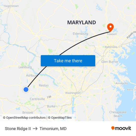 Stone Ridge II to Timonium, MD map