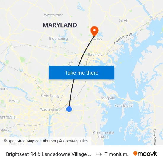 Brightseat Rd & Landsdowne Village Apartments to Timonium, MD map