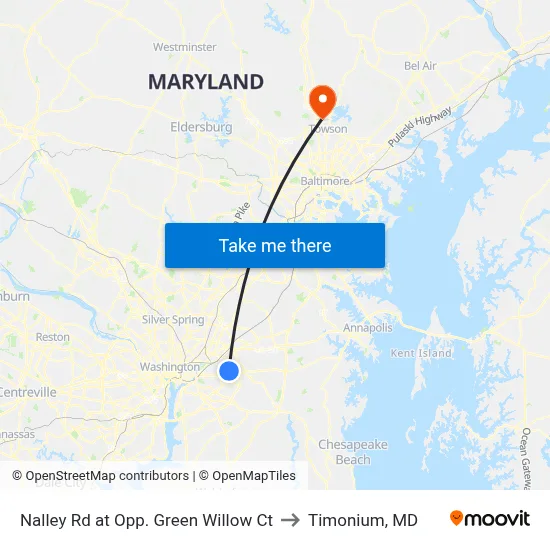 Nalley Rd at Opp. Green Willow Ct to Timonium, MD map
