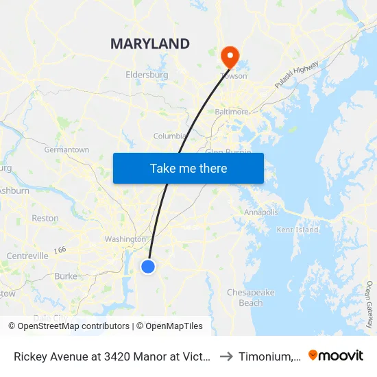 Rickey Avenue at 3420 Manor at Victoria Park to Timonium, MD map